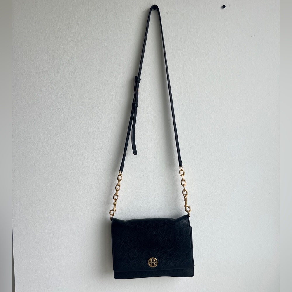 Tory Burch Black & Gold Cross Body Gem